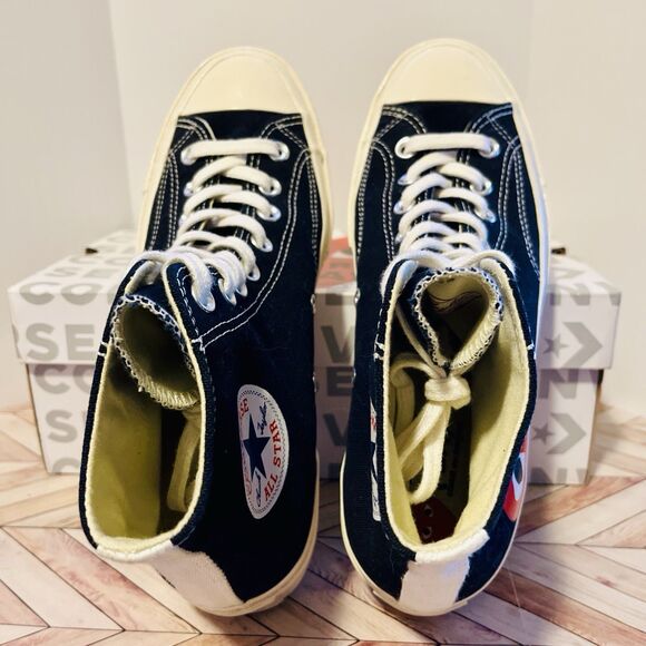 Converse x PLAY Comme des Garçons Chuck 70 M 8 W 10 Black Sneakers Heart 150204C - Picture 4 of 8